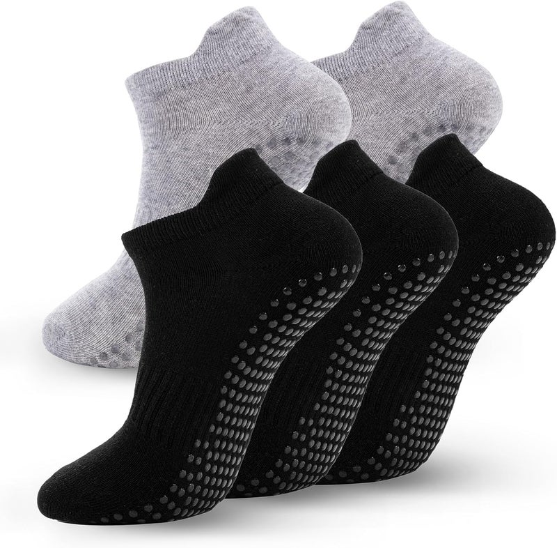 kepiibi 5 Pairs Pilates Socks with Grips for Women Non Slip Grip Yoga Crew Socks for Barre Hospital Barefoot Workout - Image 1